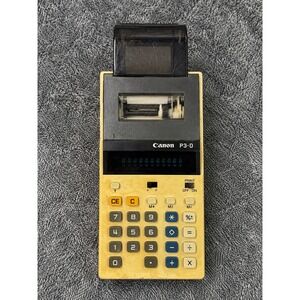 Vintage Canon P3-D Portable Printing Calculator Japan Brown Cream Retro Tech